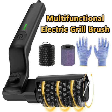 Brosse Électrique de Nettoyage pour Barbecue – Sans Fil, Rotative 3 Vitesses, Batterie 2600mAh Rechargeable, Angle Réglable, Accessoire BBQ pour Homme & Papa (1/5)