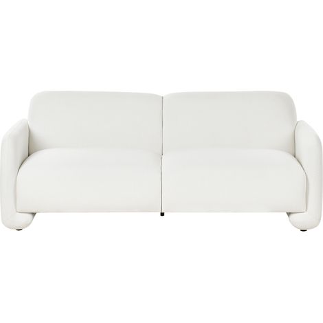Sofá 3 plazas de tela tapicería de poliéster amplio respaldo con reposabrazos muebles de sala de estar retro blanco Saland