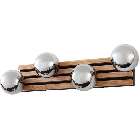 [GEBRAUCHT] B-Ware Lindby Wandleuchte Lampe Beleuchtung Woodora Holz Glas Rauchgrau 4 Flammig