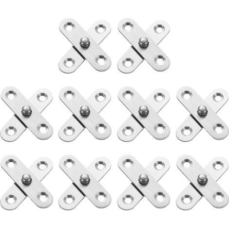Charnière rotative à 360 degrés (lot de 10), acier inoxydable 57 x 16,3 mm avec pivot central dissimulé, adaptée aux portes de placards et de meubles de cuisine, argentée (1/5)
