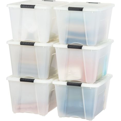 Lot de 6 bacs de rangement en plastique, naturel/noir, 54 QT-6 (1/5)