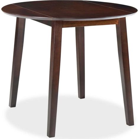 Table ronde bois et pieds hévéa massif foncé Verco D 90cm (1/5)