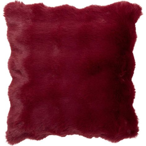 Coussin Imitation Fourrure 3D "Zephy" 45x45cm Rouge Grenat (1/5)
