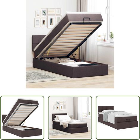 Matratze - Ottoman-Bett mit Matratze Dunkelbraun 100x200 cm Stoff (1/5)