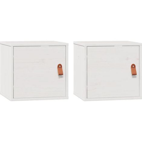 Conjunto de 2 armarios de almacenamiento flexibles para montaje en pared 31,5 x 30 x 30 cm fabricados en madera de pino blanco 020048364 (1/5)