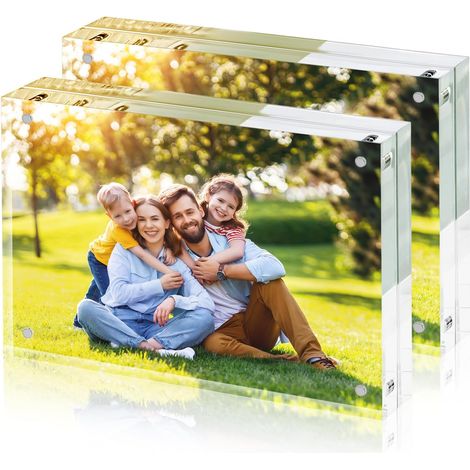 Pack de 2 Cadres Photo en Acrylique 13 x 18 cm, Cadre Photo Magnétique, Cadre Transparent Épais, Sans Contour, Pour Chambre, Bureau, Acrylique Transparent (13 x 18 cm) 13 x 18 cm (1/5)