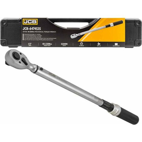 JCB Llave dinamométrica mecánica de 1/4 pulgadas de trinquete de mano para coche (llave dinamométrica mecánica de 1/2 pulgada Dr. 40-220N/M)