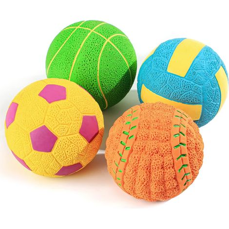 Balles Interactives pour Chien [4 Packs], Jouets à Couinement Mâcher pour Chien en Latex Interactif, Jouet de 2.4'' pour Les Petits Chiens et Les Chiots. (1/5)