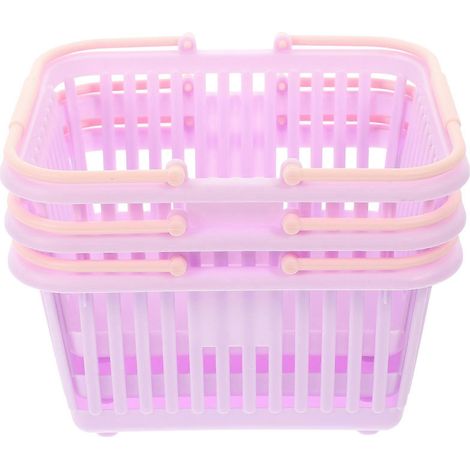 Lot de 3 paniers de rangement en plastique avec poignées pour articles de toilette et système d'évacuation d'eau. (1/5)
