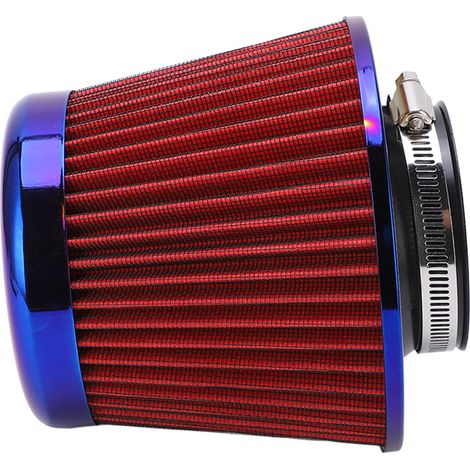 Filtre à air conique universel 76mm haute performance lavable et réutilisable pour voiture, rouge, accessoire admission d'air, compatible moteur essence. (1/5)