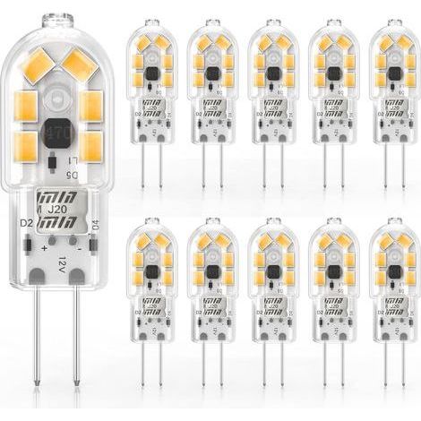 Ampoules LED G4 1W Équivalent à 10W Halogène Lumière Blanc Chaud 3000k, AC/DC12V, Lampe à éConomie D'éNergie,Non dimmables,Sans scintillement ,Paquet De 10 (1/3)