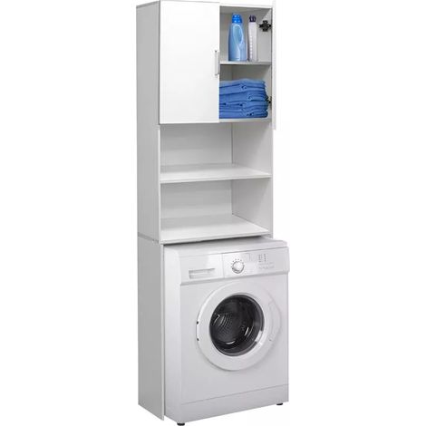 mobile lavatrice salvaspazio "wash" colore bianco, 64x24x190 cm