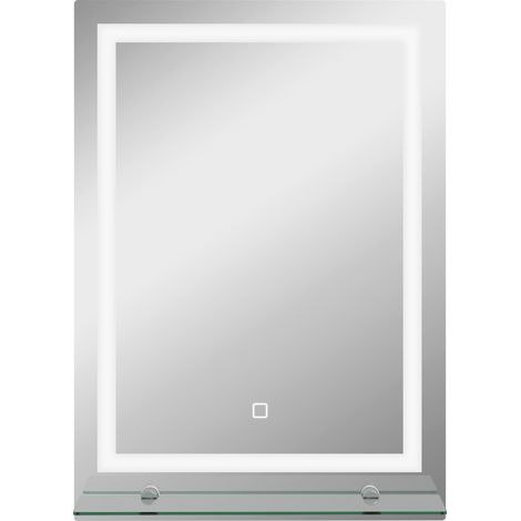 Miroir mural LED salle de bain 50x70cm 3 couleurs lumière IP44 interrupteur tactile mémoire aluminium