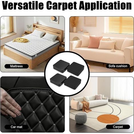Scratch Autocollant Double Face Bande Adhésive Réutilisable pour Fixation Tapis de Voiture Ménage et Bricolage 50x50mm Noir (1/2)