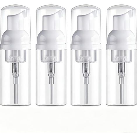 Lot de 4 distributeurs de mousse transparents de 50 ml - Flacon pompe vide de 50 ml - Flacon de mousse rechargeable pour cosmétiques de voyage - Distributeur de savon en mousse portable - Kit manuel (1/5)