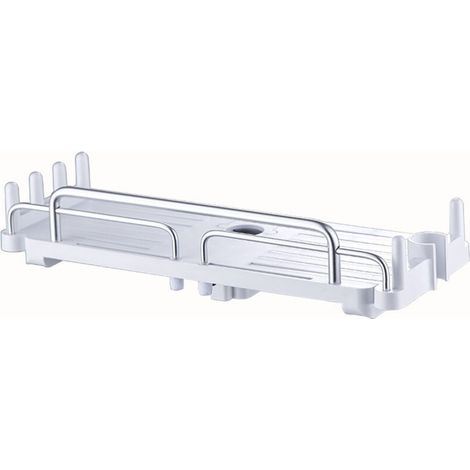 (Weiß) Teleskop-Duschablage, kein Bohren erforderlich, 28–44 cm, Hängeregal für Badezimmer, Ablage für Duschstangen mit 18–25 mm Durchmesser