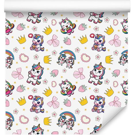 Carta da parati con unicorno bianco per soggiorno e camera da letto, 50x1000 cm (1/5)