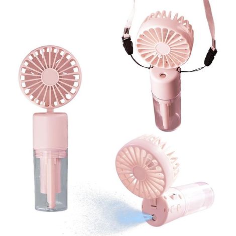 Handventilator,Wassernebelventilator,Tragbarer Mini-Ventilator,800 mAh,USB-Aufladung,4 Einstellungen,Rosa (1/5)