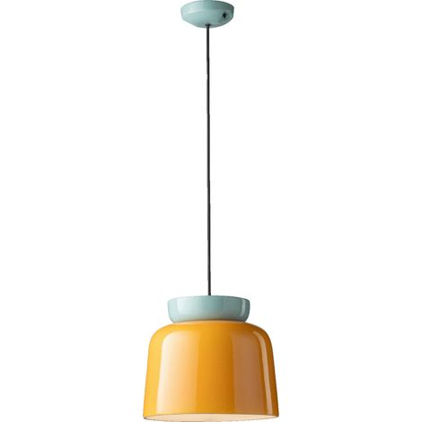 Sospensione Vintage Grande Decò Corcovado Ceramica Gialla E Azzurra E27 (1/3)