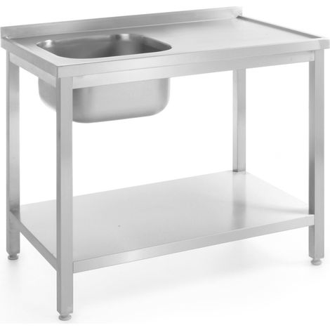 Piano di lavoro a parete con lavello e ripiano, avvitato, 80x60x85 cm, SINISTRO - Hendi 812495 (1/2)