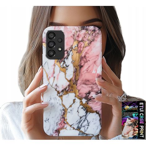 Custodia per Samsung Galaxy A33 5G - effetto marmo rosa e bianco, con motivi a pietra (1/5)