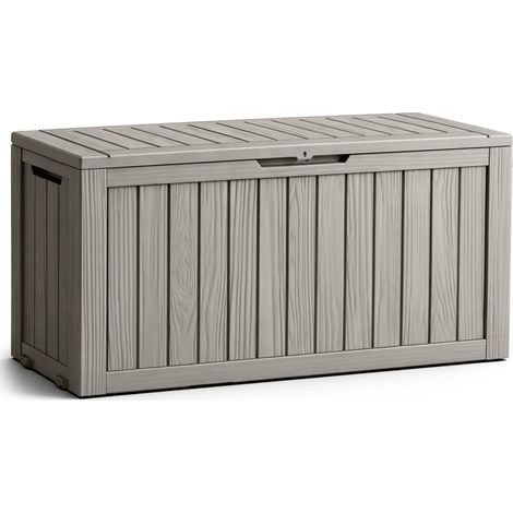 Arcón de jardín impermeable 272L contenedor exterior balcón terraza plástico polipropileno gris (1/5)