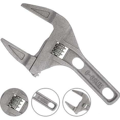 Verstellbarer Schraubenschlüssel, 6–68 mm, große Öffnung, breite Backe, Aluminiumlegierung, ultradünner verstellbarer Schraubenschlüssel, Wasserhahnschlüssel, Sanitärschlüssel, Spülbeckenschlüssel (1/4)