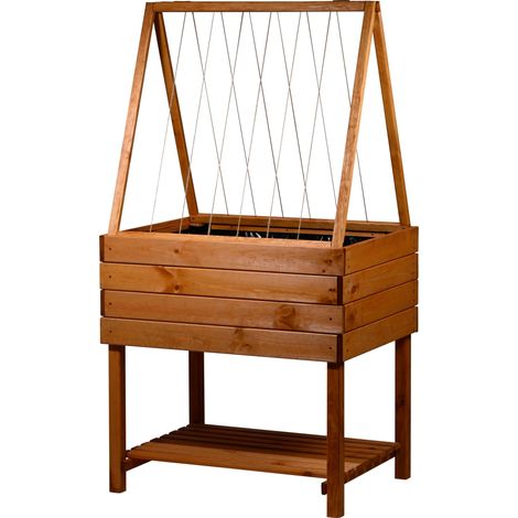 Jardinière surélevée Kubus 2.0 en Bois avec Support pour Treillis Amovible pour Plantes grimpantes - Parterre à Salade sur échasses 100 l pour Jardin et Balcon - Kit de Plate-Bande surélevée (1/4)