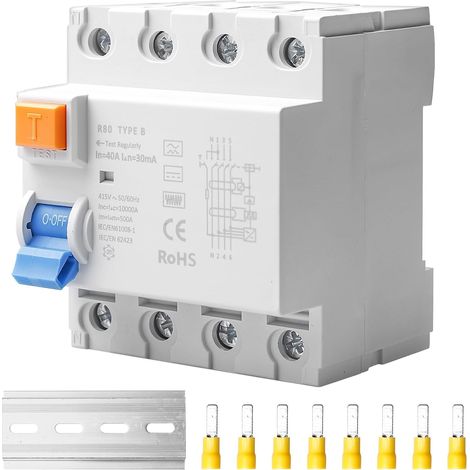 Disjoncteur Fi type B, 4P type B 40 A 30 mA, interrupteur Fi, classe de protection RCD, disjoncteur différentiel DIN pour la sécurité électrique et les applications de conversion de courant (1/5)