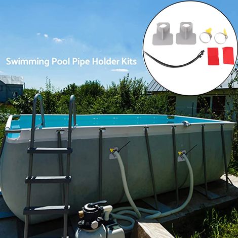 Lot de 2 supports de tuyau de piscine - Supports et colliers de serrage pour accessoires de piscine (1/4)