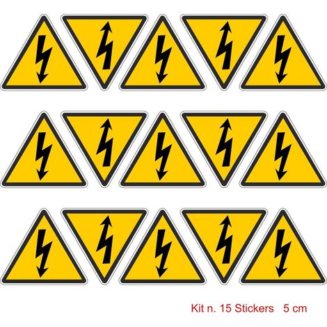 Autocollants triangulaires danger électrique, usage intérieur et extérieur, haute durabilité, 15 pièces 5,3 x 5 cm (1/4)