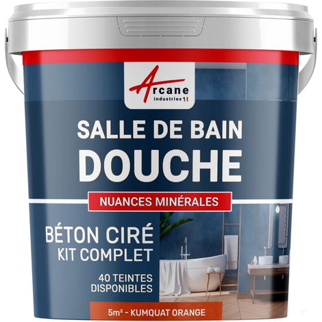 béton ciré salle de bain, douche italienne, pièce d'eau, kit beton cire, salle de bains, douche italienne - 5 m² (en 2 couches) Kumquat Orange - ARCANE INDUSTRIES