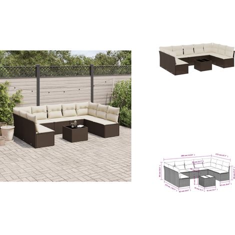 10-tlg. Garten-Sofagarnitur mit Kissen Braun Poly Rattan - Garten Sofagarnitur - Garten Sofagarnituren - Outdoor Sofagarnitur - Sofagarnitur Terrasse