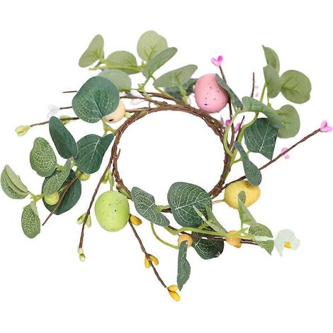Couronne de bougies en forme d'œuf de Pâques, 4 pièces, centre de table en plastique vert (1/4)