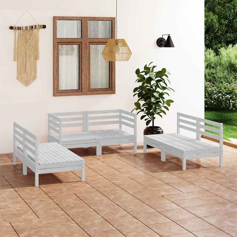 vidaXL Juego de muebles de jardín 6 piezas madera maciza pino blanco (1/5)