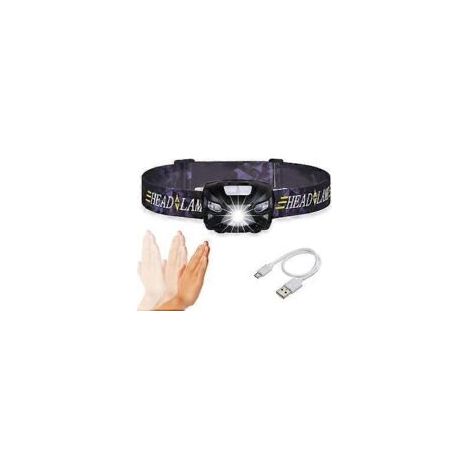 Linterna frontal recargable por USB de 160 lúmenes, brillante, ligera y cómoda, con sensor de movimiento integrado - Crezuo