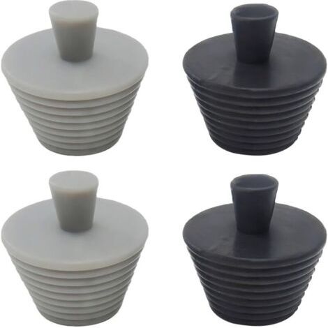 4-teiliges Set Universal-Abflussstopfen, Gummi-Spülbeckenstopfen, Universal-Badewannenstopfen, Badewannen-Abflussstopfen, Abflussrohr-Dichtungsstopfen (Schwarz, Grau)