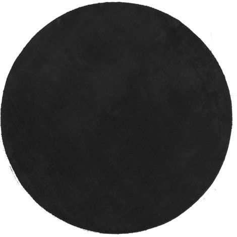 Tapis HUARTE à poils courts doux et lavable noir Ø 120cm (1/5)