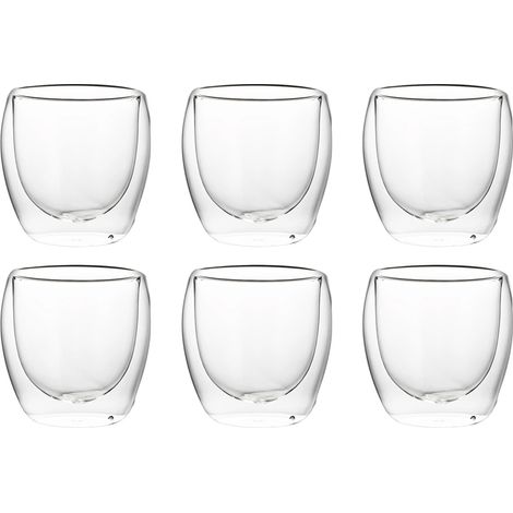 Lot de 6 tasses à espresso,verre borosilicate,double paroi,80 ml,effet flottant,micro-ondes,lave-vaisselle (1/5)