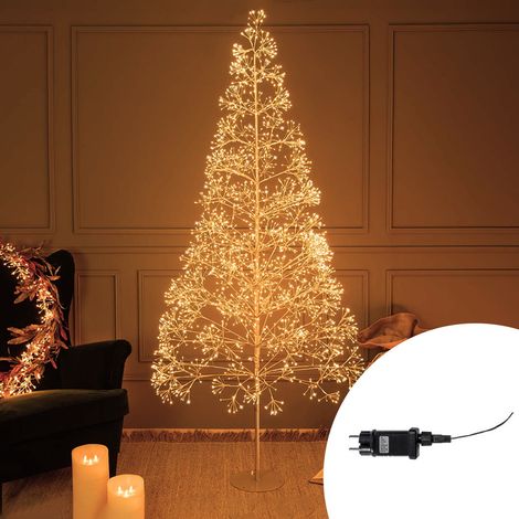 Albero di Natale luminoso 1800 Led in filo color oro 1,80 metri Bianco caldo 3000K a luce fissa e intermittente Wisdom (1/2)