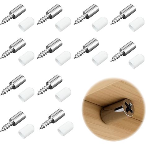 12 Pièces Taquet Etagere, 7,5mm Support d'Étagère Broches Cheville, Goupille de Support d'étagère Auto - Taraudeuse avec Couvercle Antidérapant pour Armoire, Meubles (1/5)