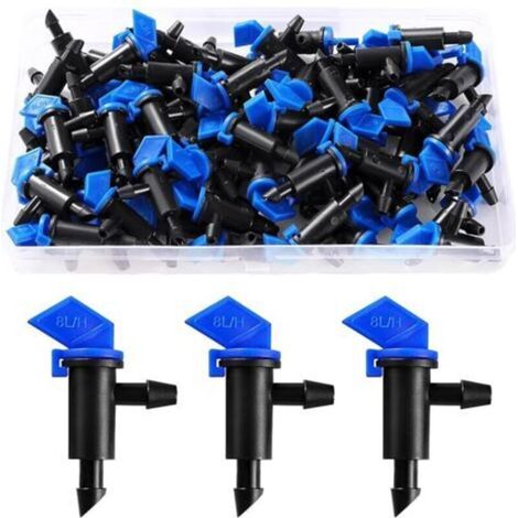 60 Pieces 2 GPH 8 L/h Flag Drip Emitters, Garden Watering Lawn Drip Emitter, Drip Irrigation Emitters, Blue (1/5)