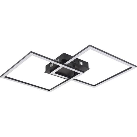 Plafoniera quadrata LED plafoniera per camera da letto insolita plafoniera di design LED, nero opaco, 36 watt 2700 lumen bianco caldo, L 47 cm