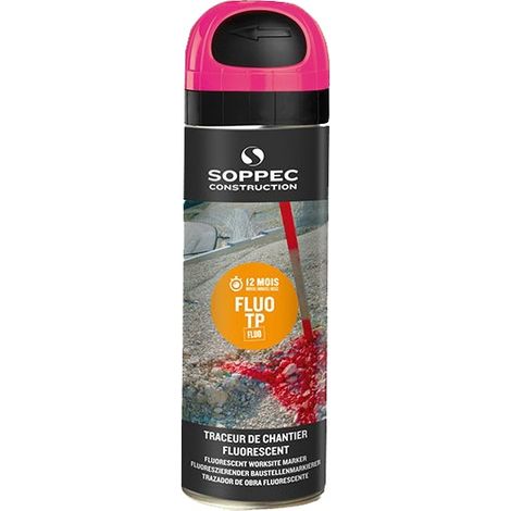 Traceur de chantier Fluo TP 500ml rouge SOPPEC 141525O