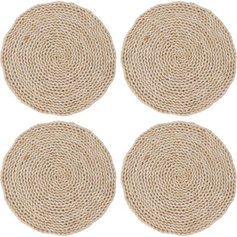 de 4 sets de table ronds en écorce de maïs couleur naturelle (1/5)