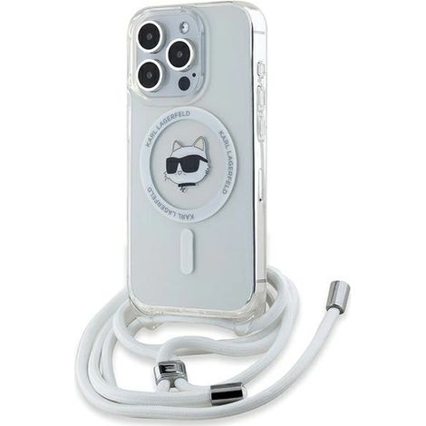 Custodia rigida trasparente Karl Lagerfeld KLHMP14XHCCHNT per iPhone 14 Pro Max 6.7 con testa Choupette e cavo Magsafe. (1/5)