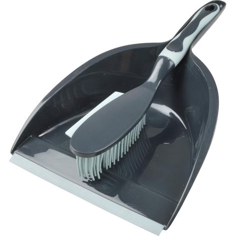 Pelle et Balayette Plastique avec Poils TPR et Raclette Anthracite/Bleu Givré