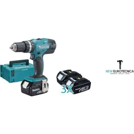 Trapano avvitatore a percussione a batteria dhp453rf3j makita - volt 18x3 ah 3,0
