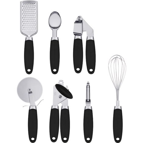 7 pièces ustensiles de cuisine, acier inoxydable plaqué cuivre, poignées TPR antidérapantes, set complet cuisine moderne (1/5)