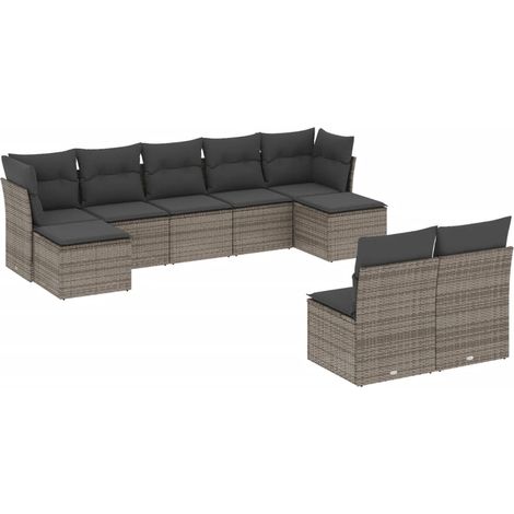 Maison Exclusive - 9-tlg. Garten-Sofagarnitur mit Kissen Grau Pol